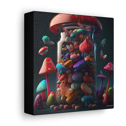 Beautiful Mushroom Luminating Colorful Bliss With Butterflies 2 Canvas Gallery Wraps