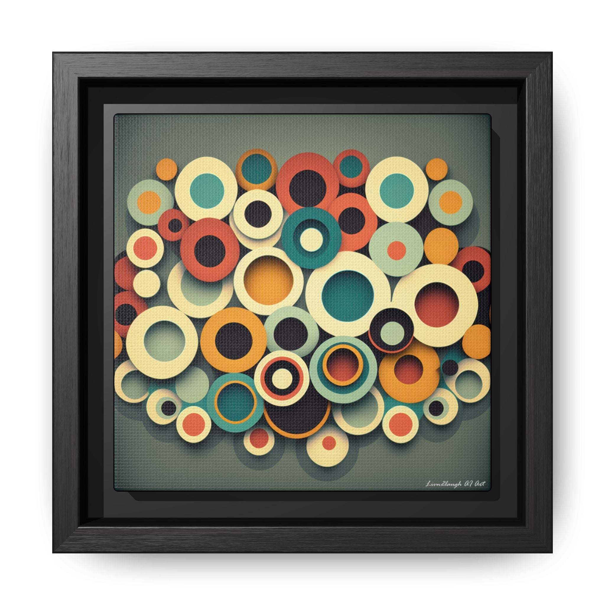 Gathered Circles, Matte Canvas, Framed (Multi-color)