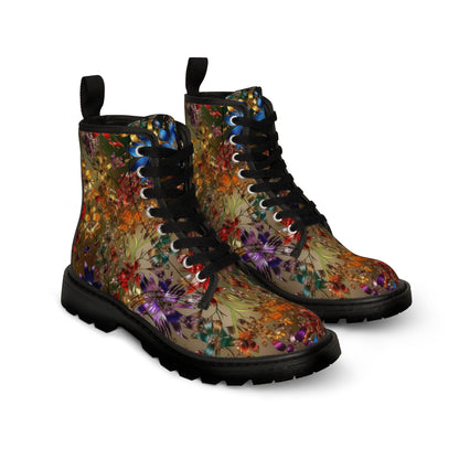 Bold & Beautiful & Metallic Wildflowers, Gorgeous floral Design, Style 1 A Women's Canvas Boots