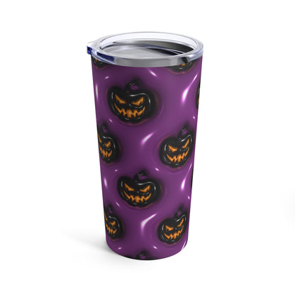 Black Halloween Pumpkins With Purple Background 3-D Puffy Halloween By Mulew Art Tumbler 20oz