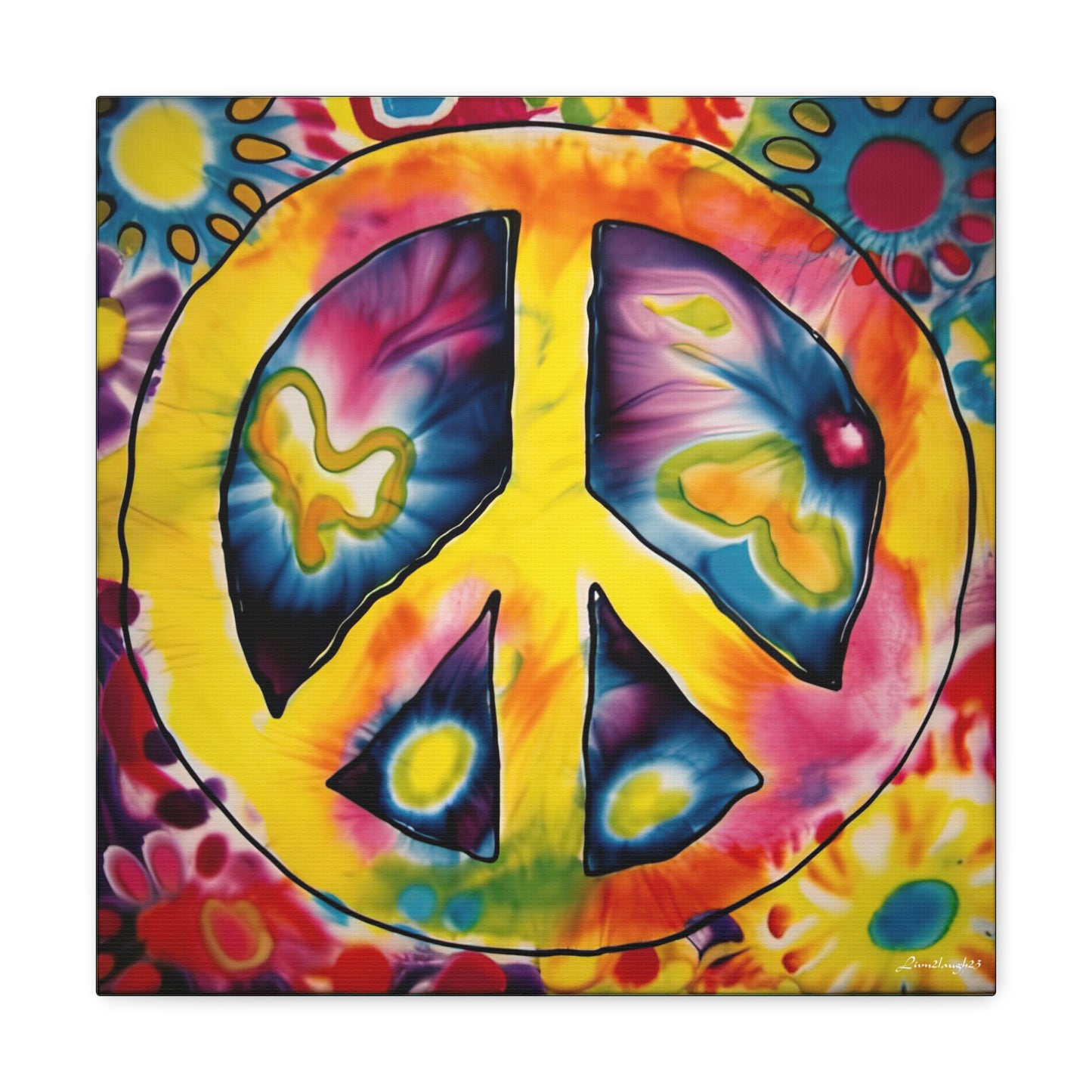 Coolio Tie Dye Hippie Peace Sign 7 Canvas Gallery Wraps