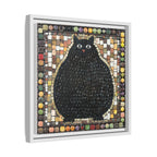 "Playful Black Cat Mosaic", Framed Mosaic Cat Art Print — Colorful Modern Wall Canvas