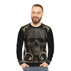 Metallic Chrome Skull and classic Designed Background Style 3 Lightweight Sweatshirt (AOP)