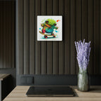 Tie Dye Cool Frog On Skate Board Wall Clock
