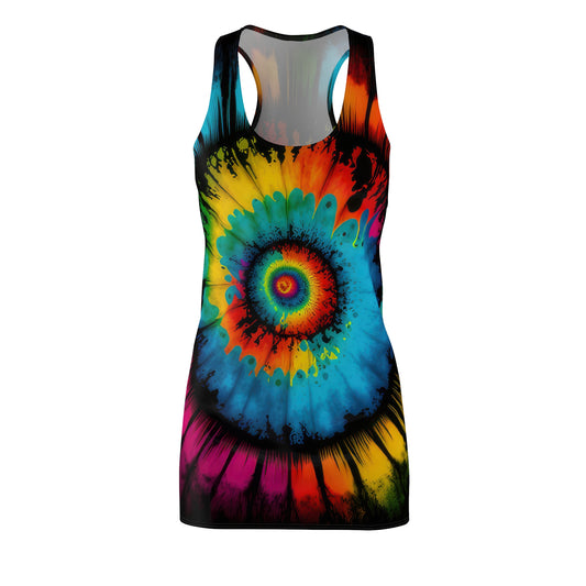 Bold And Beautiful Tie Dye Style Four Women's Cut & Sew Racerback Dress (AOP)