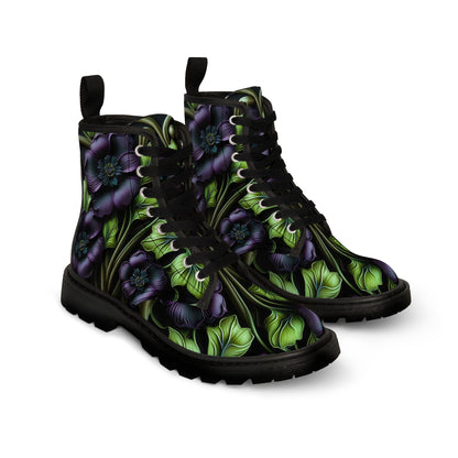Gothic Bold & Beautiful flower floral Style 4 Women's Canvas Boots