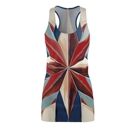 Beautiful Stars Abstract Star Style Red, White, And Blue Women's Cut & Sew Racerback Dress (AOP)