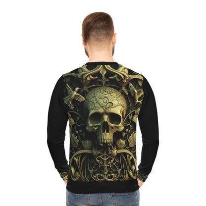 Metallic Chrome Skull and classic Designed Background Style 1 Lightweight Sweatshirt (AOP)