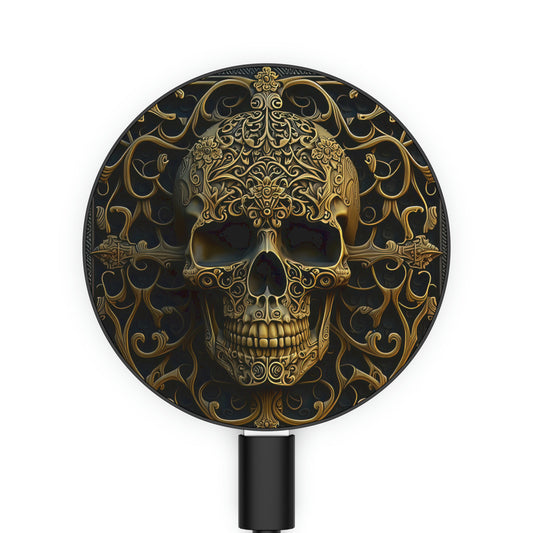 Metallic Chrome Skull And Detailed Background Style 15 Magnetic Induction Charger