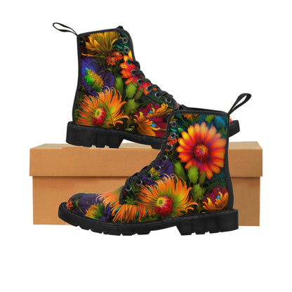 Bold And Beautiful Colorful Flowers Style One Women's Canvas Boots