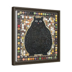 "Playful Black Cat Mosaic", Framed Mosaic Cat Art Print — Colorful Modern Wall Canvas