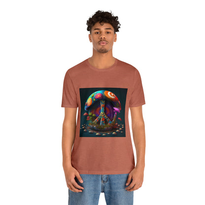 Hippie Peace Sign Mushroom Color Candy Style Design, Style 1 Unisex Jersey Short Sleeve Tee