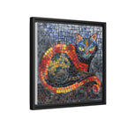 Mystic Shadows: The Enigmatic Cat, Framed Mosaic Cat Art Print — Colorful Modern Wall Canvas