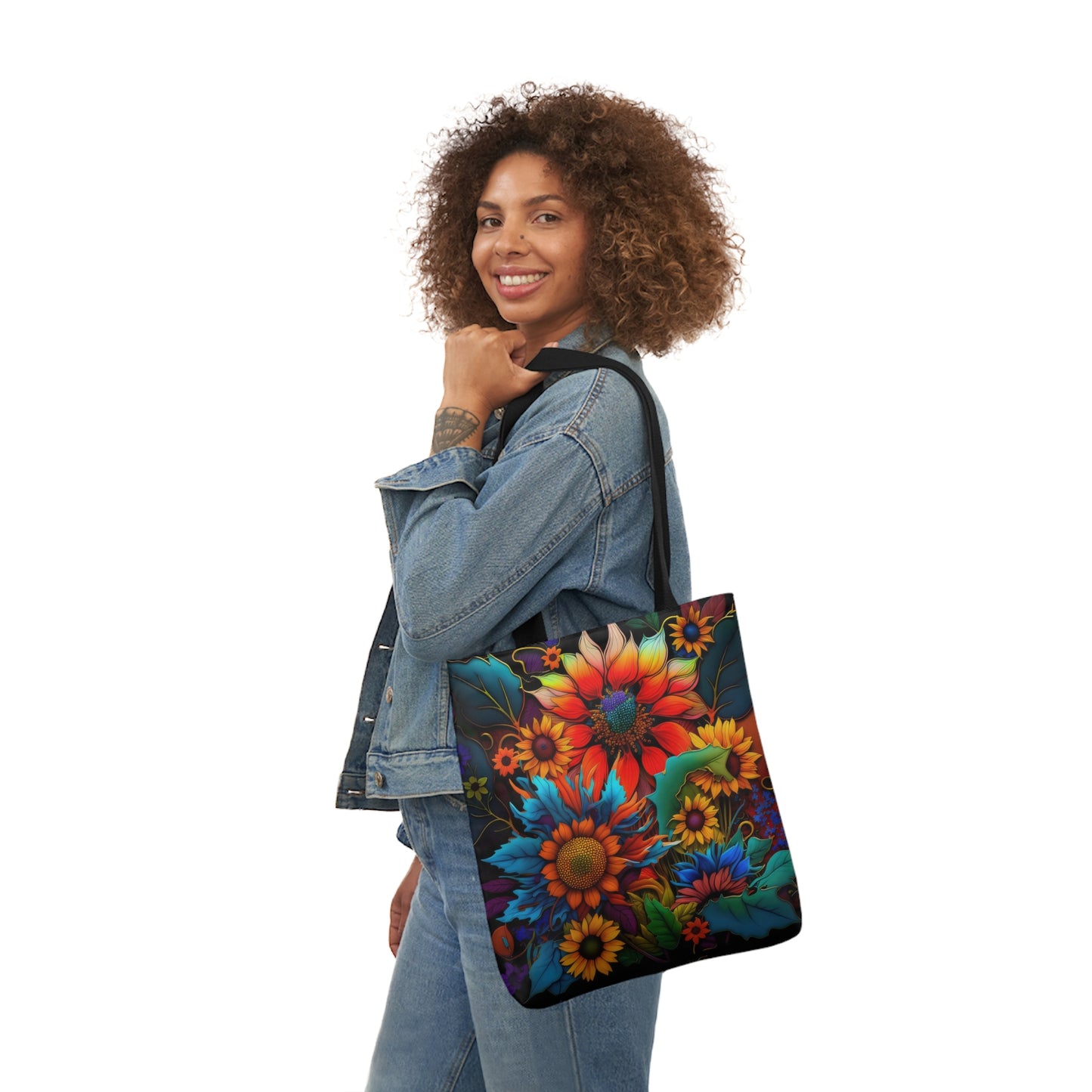 Bold And Beautiful Colorful Flowers Style Two Polyester Canvas Tote Bag (AOP)