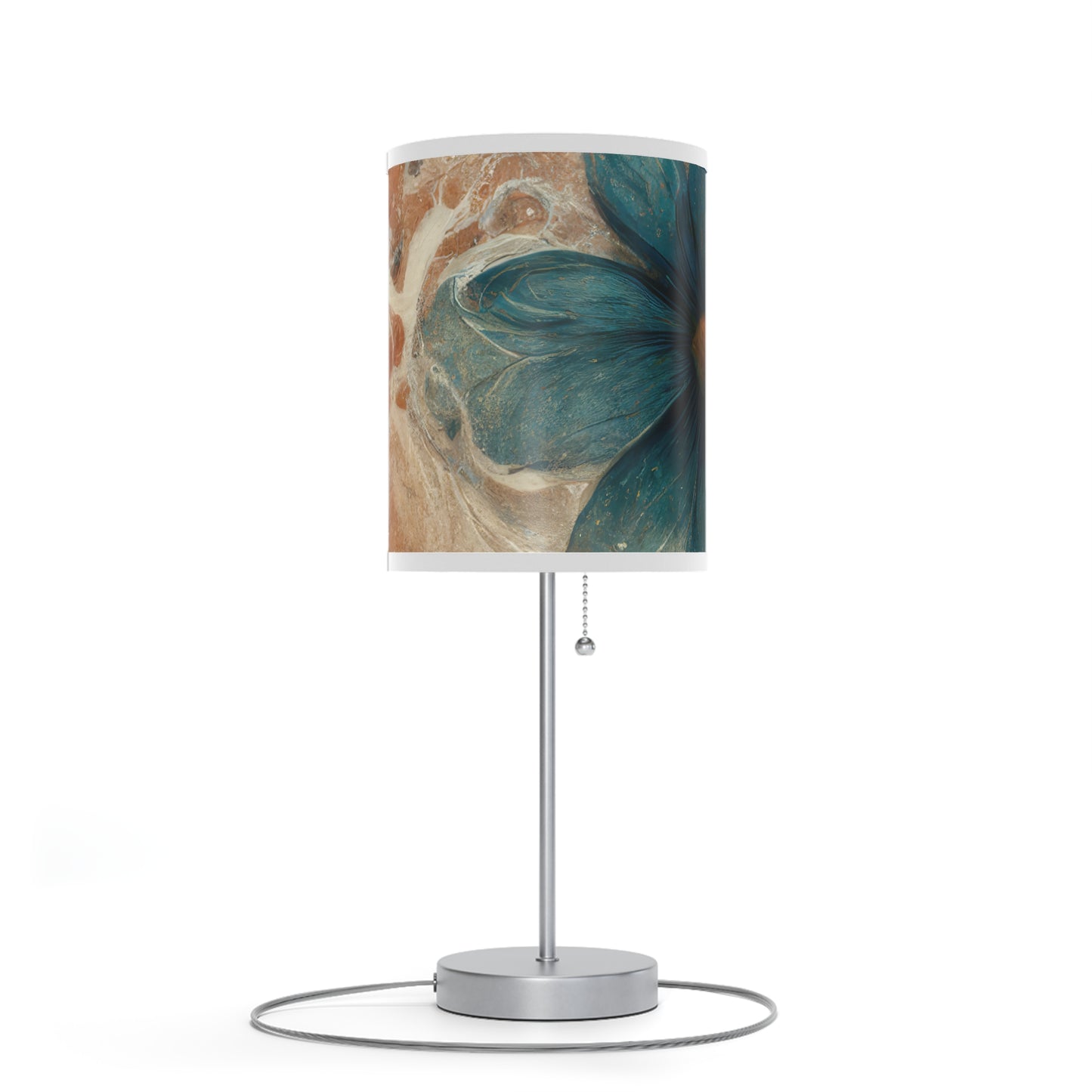 Bold And Beautiful White, Grey And Blue Floral Style 2 Lamp on a Stand, US|CA plug