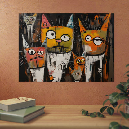 Doodle Abstract Multi Colored Cats With Black Background By DaFlowerChild Aluminum Composite Panels