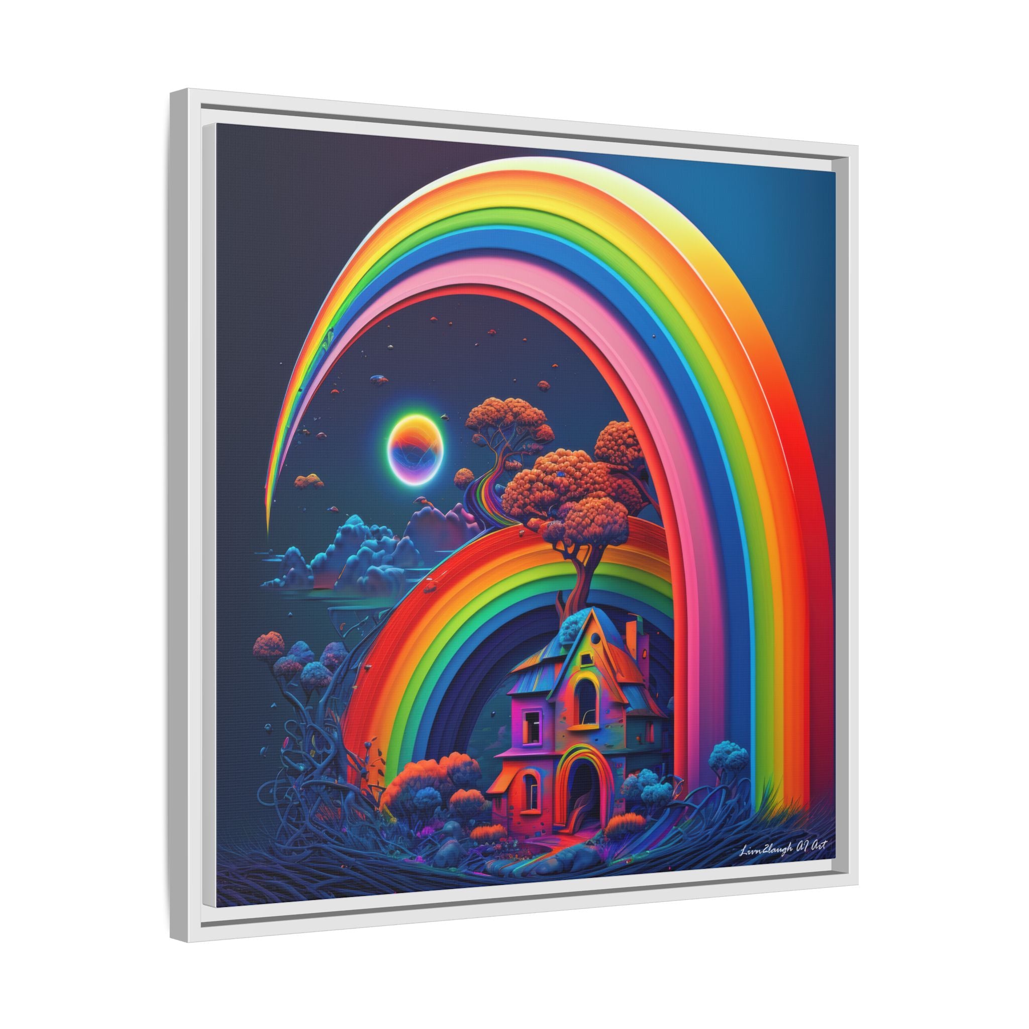 Home Beneath the Rainbow, Art Print — Colorful Modern Wall Canvas