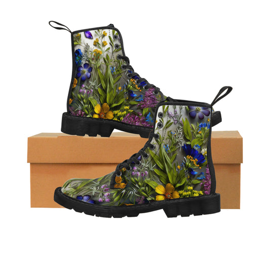 Bold & Beautiful & Metallic Wildflowers, Gorgeous floral Design, Style 4 Women's Canvas Boots