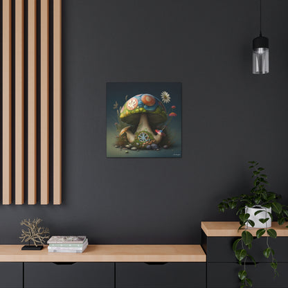 Beautiful Three Mushroom Colorful Uniquely Detailed 2 Canvas Gallery Wraps
