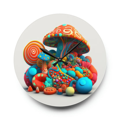 Hippie Mushroom Color Candy Style Design Style 1 Acrylic Wall Clock