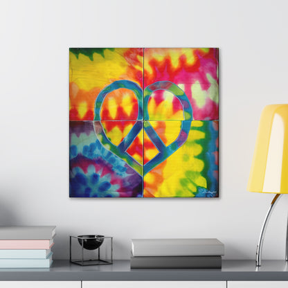 Coolio Tie Dye Hippie Heart Peace Sign Canvas Gallery Wraps