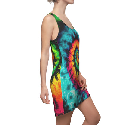 Bold And Beautiful Tie Dye Style Three Women's Cut & Sew Racerback Dress (AOP)