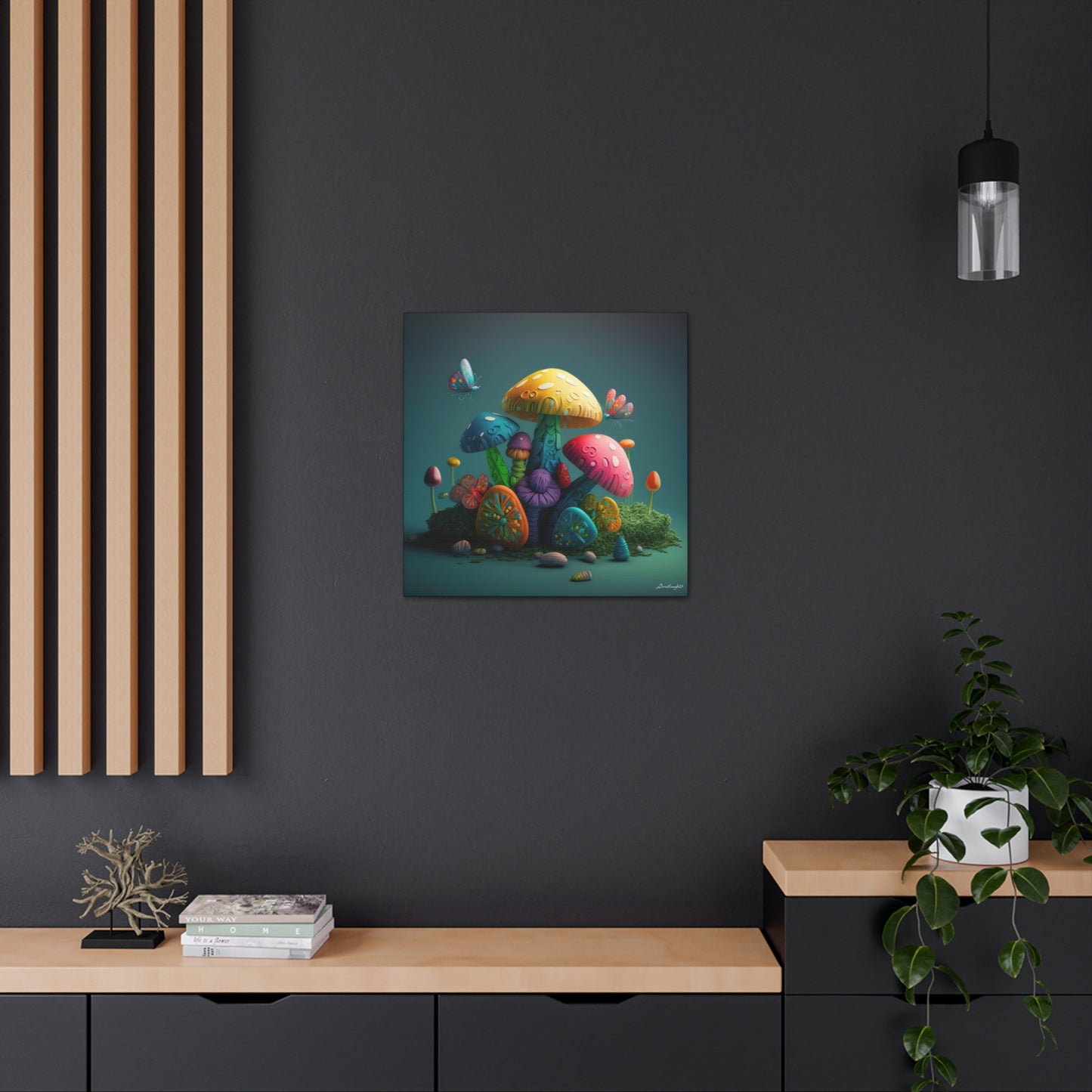 Beautiful Mushroom Luminating Colorful Bliss 4 Canvas Gallery Wraps