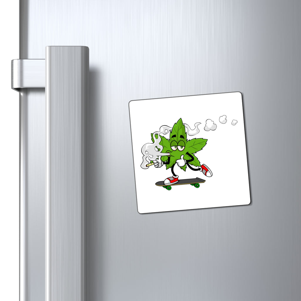 Marijuana Reggae Pot Leaf Man Smoking A Joint With Red Sneakers Riding Skateboard Style 3 Magnets