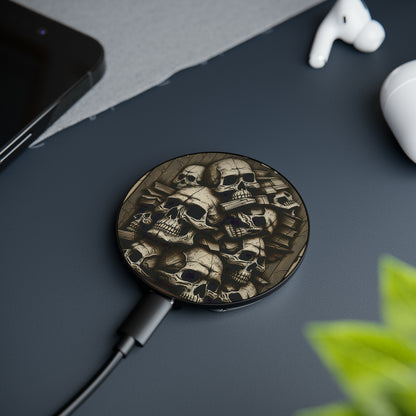 Metallic Chrome Skull And Detailed Background Style 12 Magnetic Induction Charger