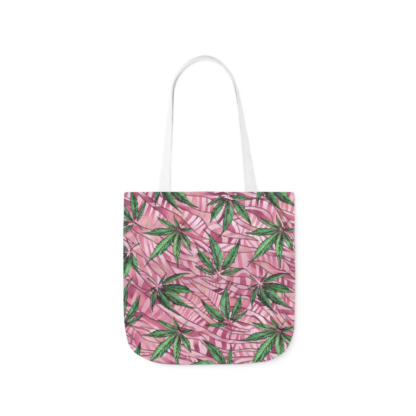 Beautifully Pink And Green Gorgeous Designed Marijuana 420 Weed Leaf Polyester Canvas Tote Bag (AOP)