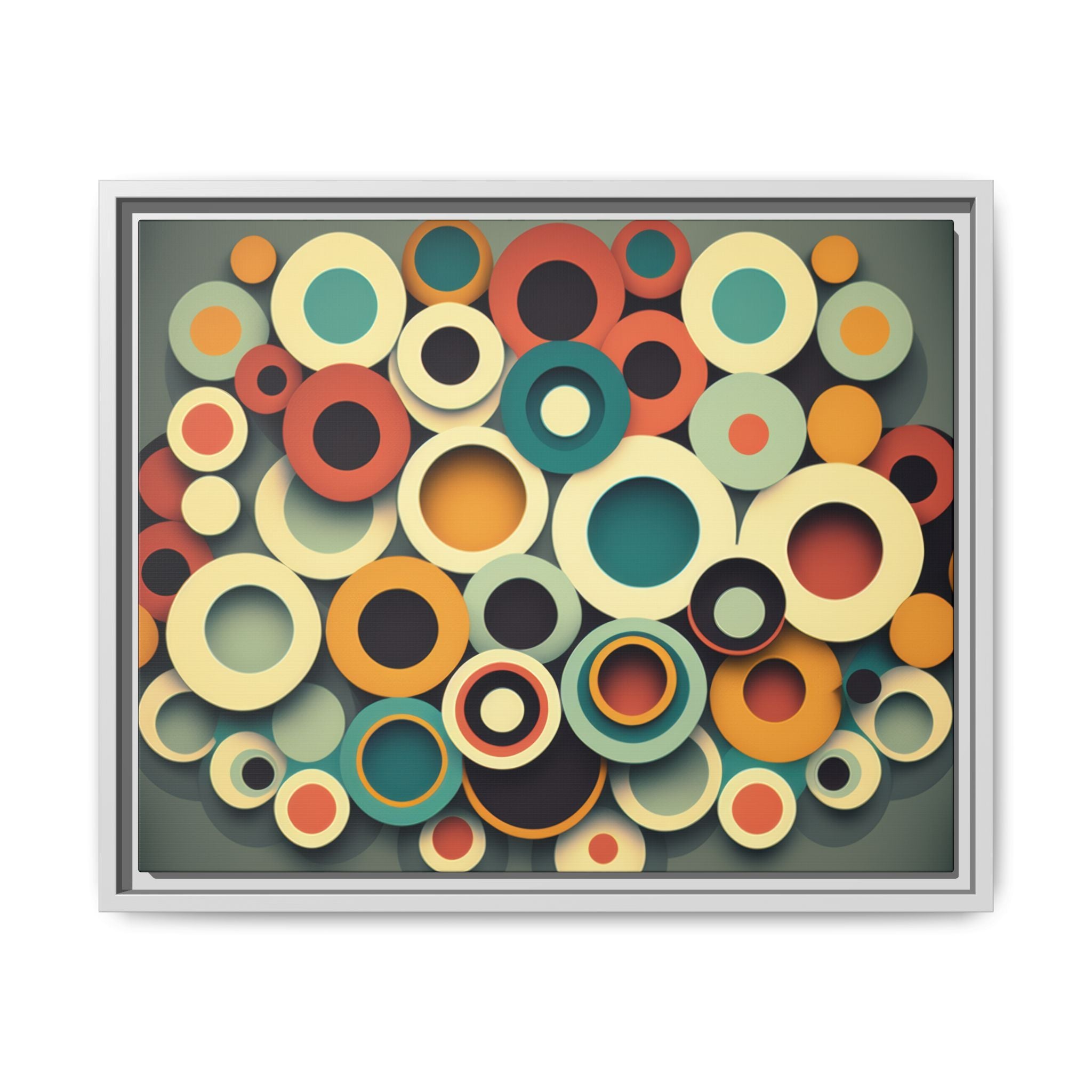 Gathered Circles, Matte Canvas, Framed (Multi-color)