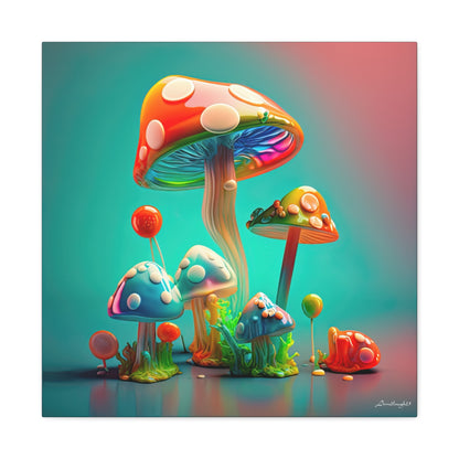 Beautiful Mushroom Luminating Colorful Bliss 3 Canvas Gallery Wraps