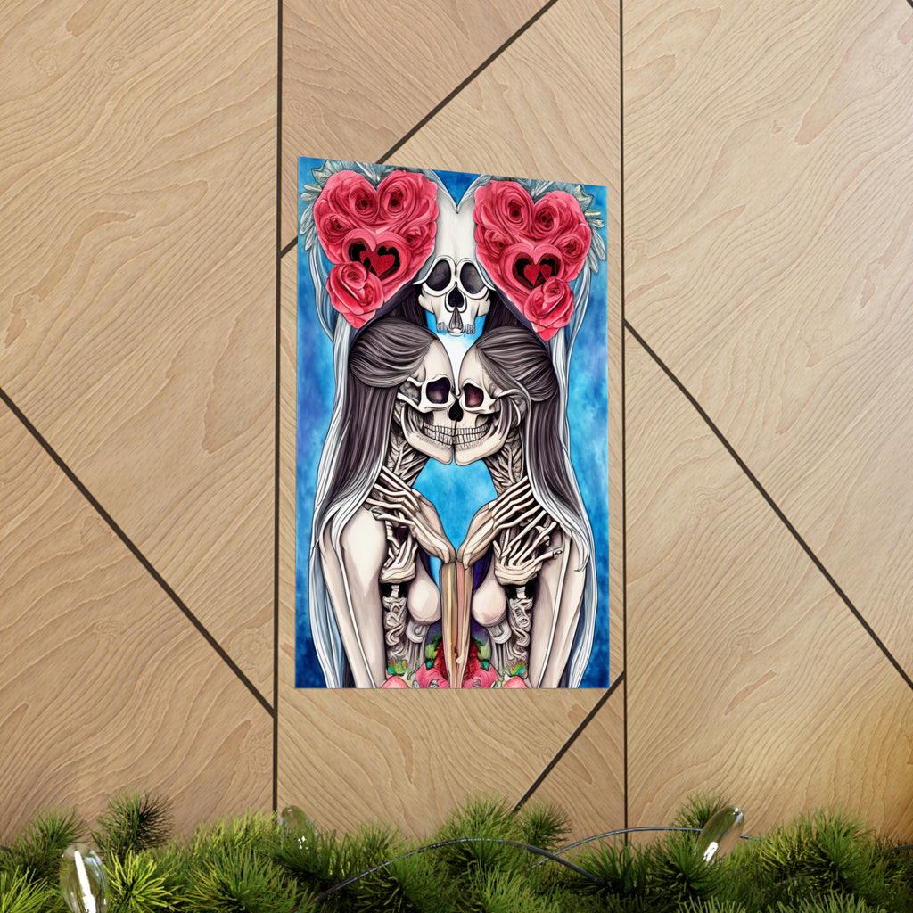 Love Shows No Time Boundaries Skulls, Image By Loewenkind Creations Premium Matte Vertical Posters