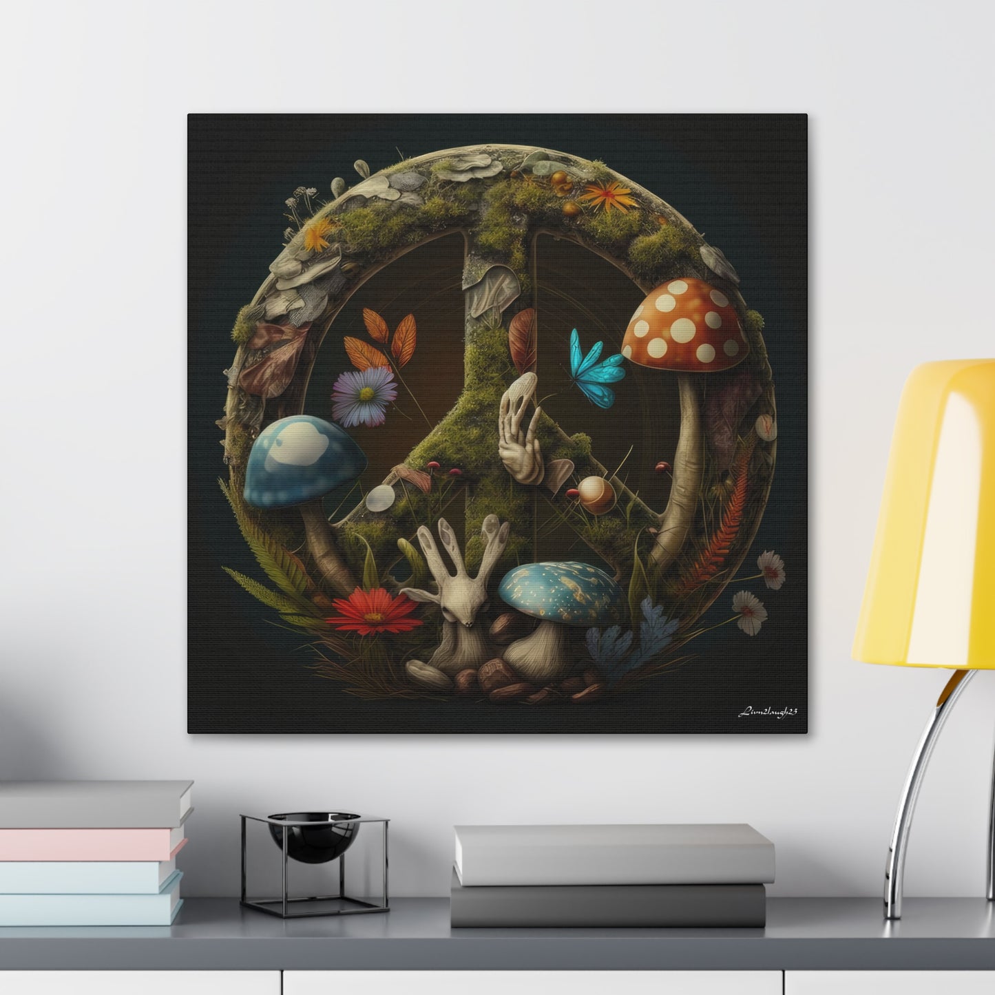 Beautiful Forest Round Peace Sign 5 Canvas Gallery Wraps