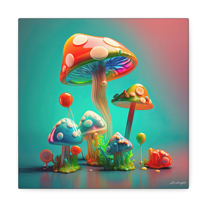 Beautiful Mushroom Luminating Colorful Bliss 3 Canvas Gallery Wraps