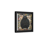 "Playful Black Cat Mosaic", Framed Mosaic Cat Art Print — Colorful Modern Wall Canvas