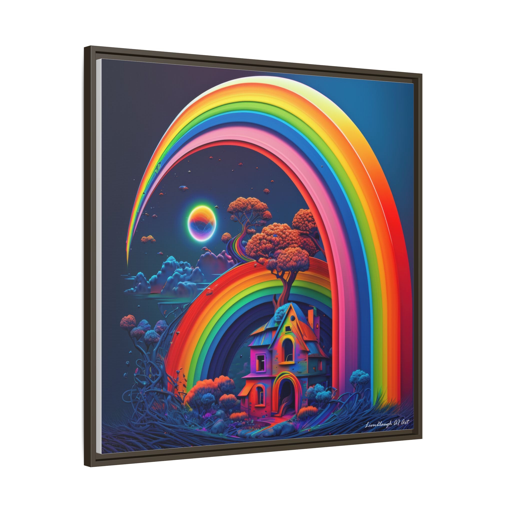 Home Beneath the Rainbow, Art Print — Colorful Modern Wall Canvas