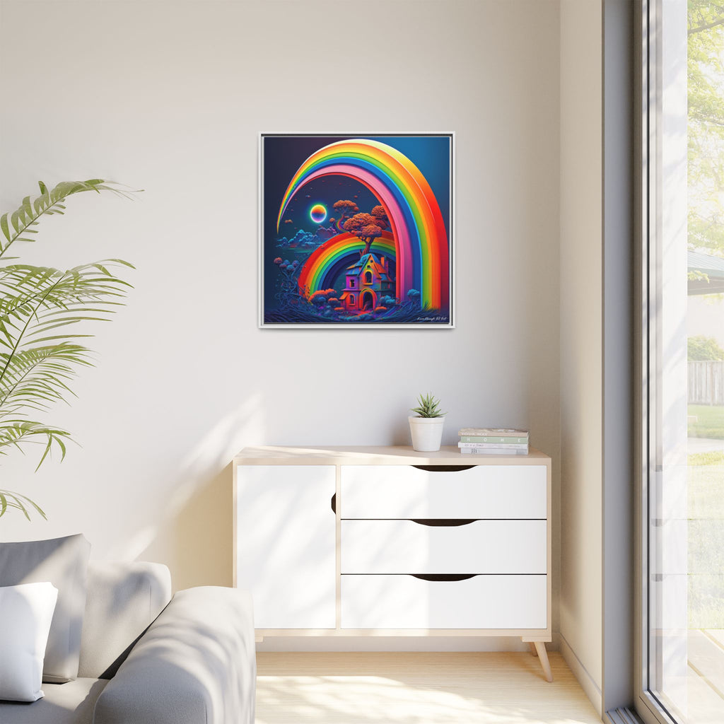 Home Beneath the Rainbow, Art Print — Colorful Modern Wall Canvas