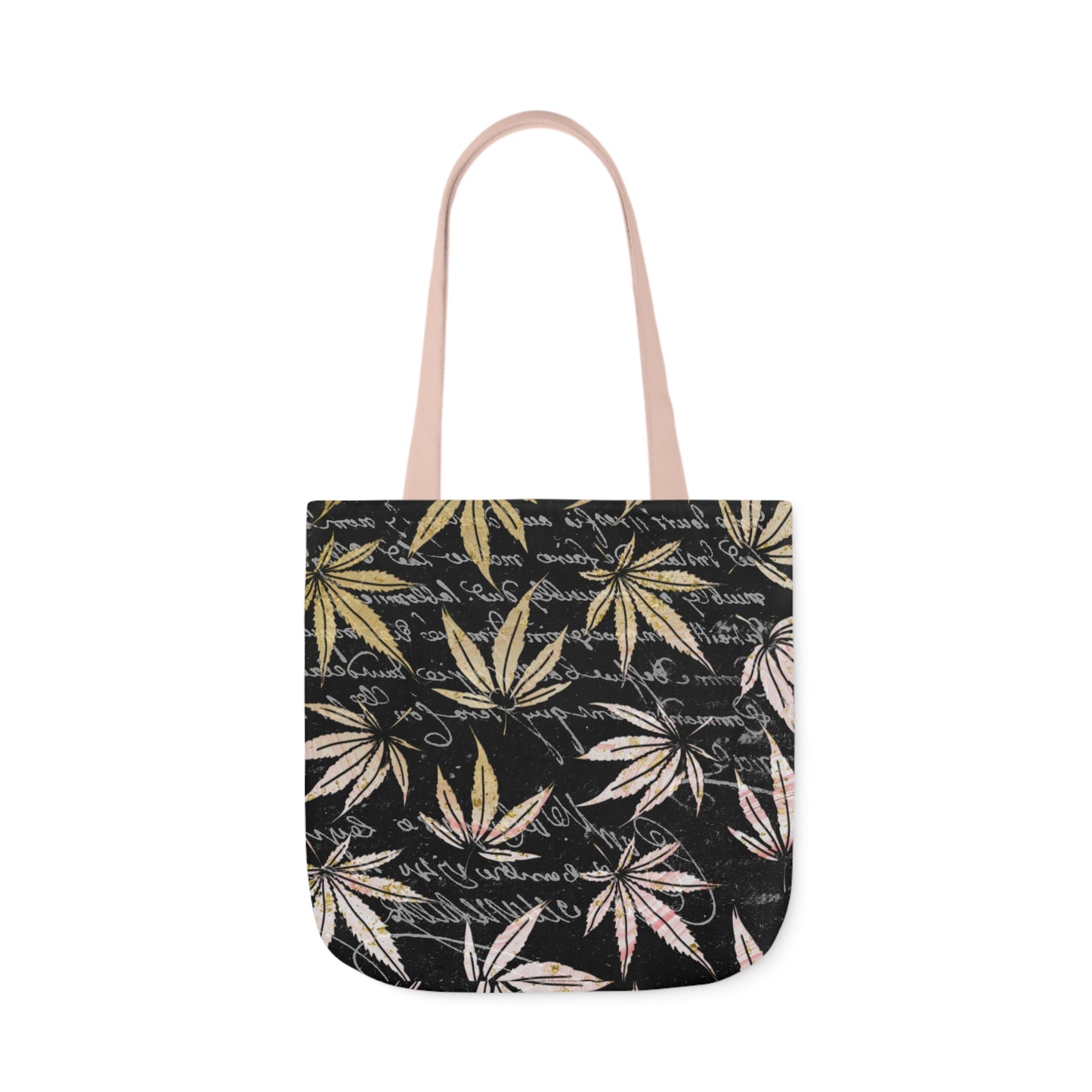 Gold And Black 420 Weed Marijuana Leaf Polyester Canvas Tote Bag (AOP)