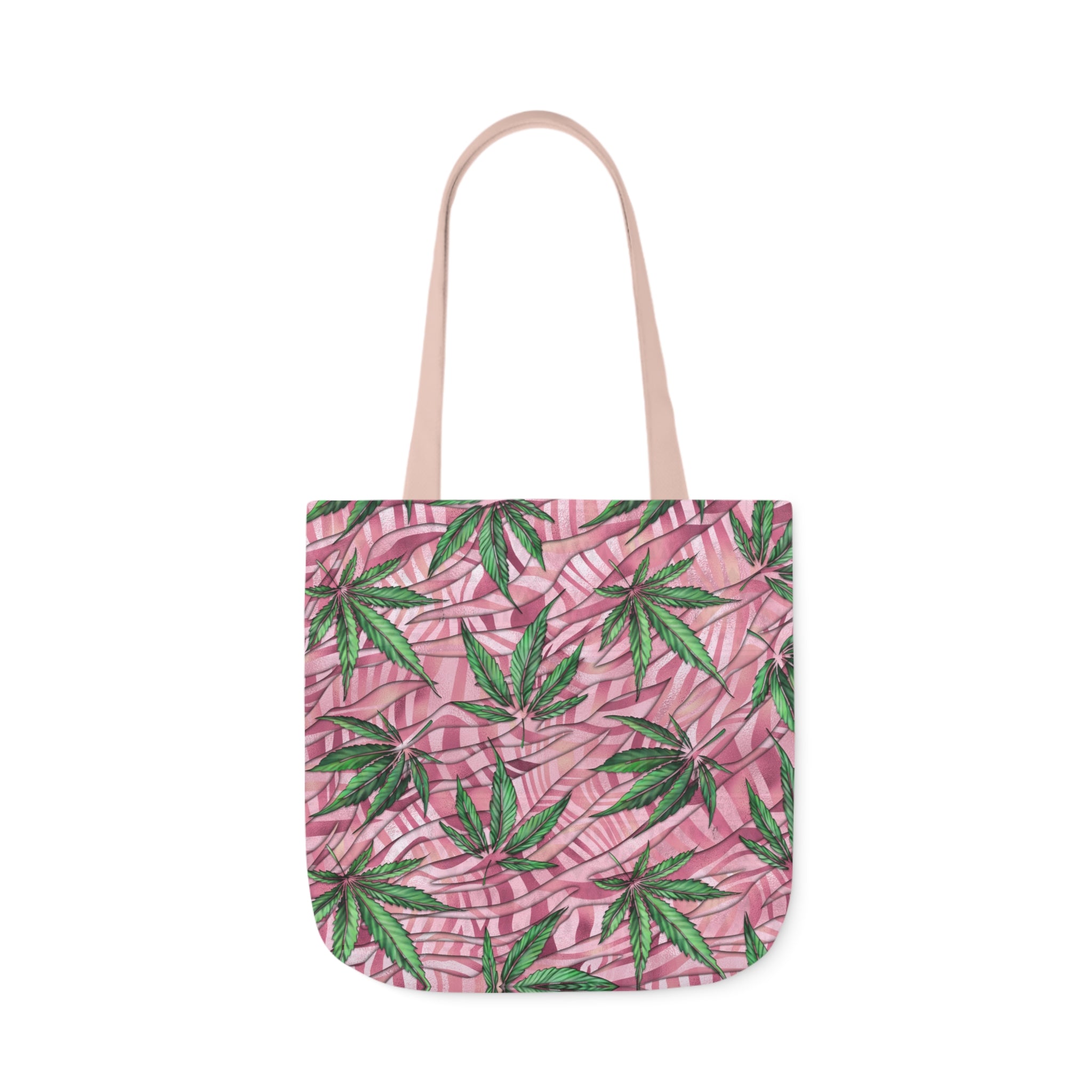 Beautifully Pink And Green Gorgeous Designed Marijuana 420 Weed Leaf Polyester Canvas Tote Bag (AOP)