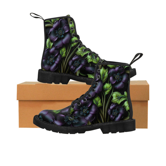 Gothic Bold & Beautiful flower floral Style 4 Women's Canvas Boots