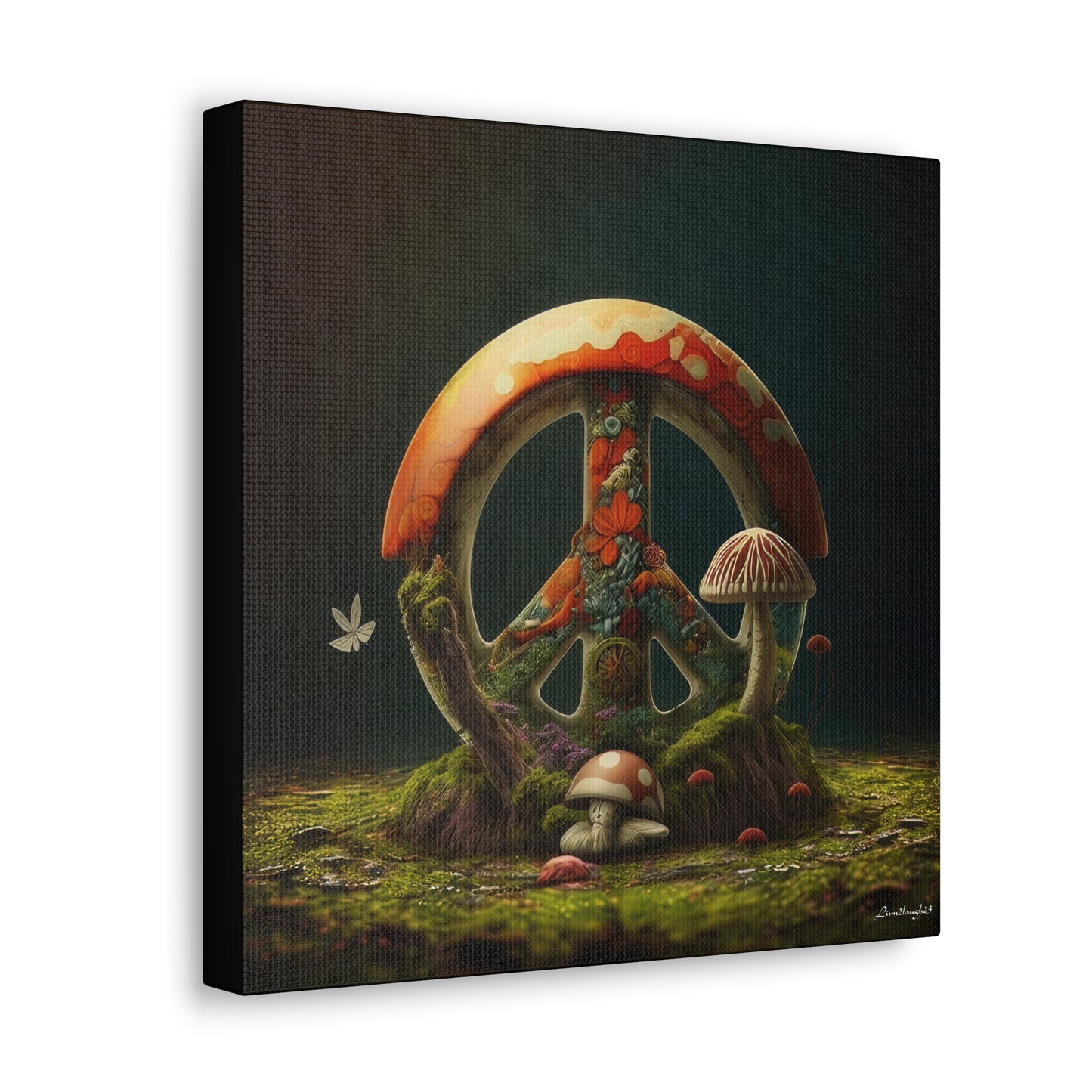 Beautiful Forest Round Peace Sign 6 Canvas Gallery Wraps