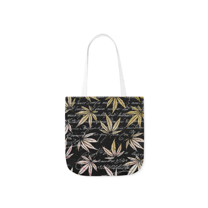 Gold And Black 420 Weed Marijuana Leaf Polyester Canvas Tote Bag (AOP)