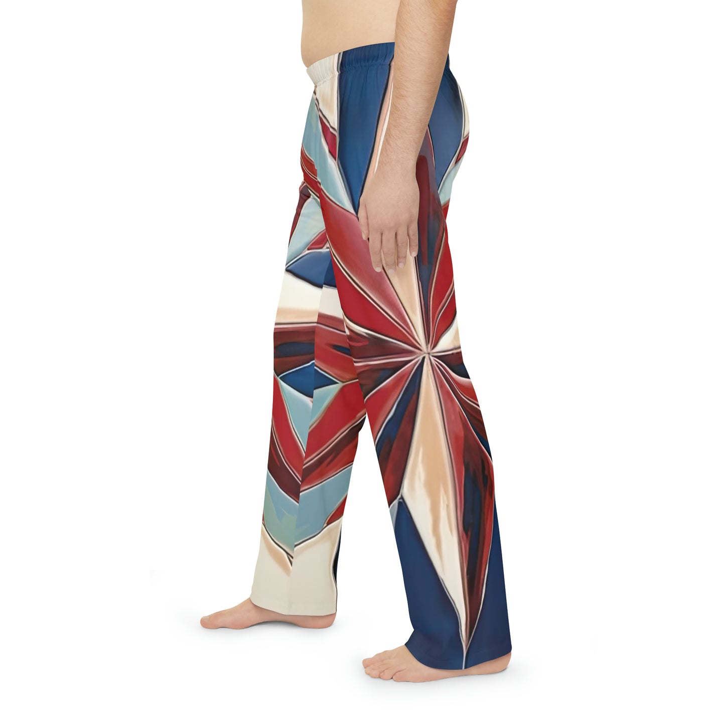 Beautiful Stars Abstract Star Style Red, White, And Blue Men's Pajama Pants (AOP)
