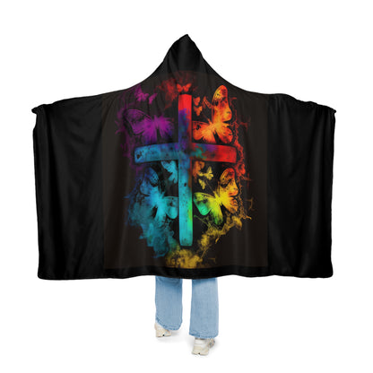 Bold And Beautiful Cross And Butterfly Abstract Style Three Snuggle Blanket