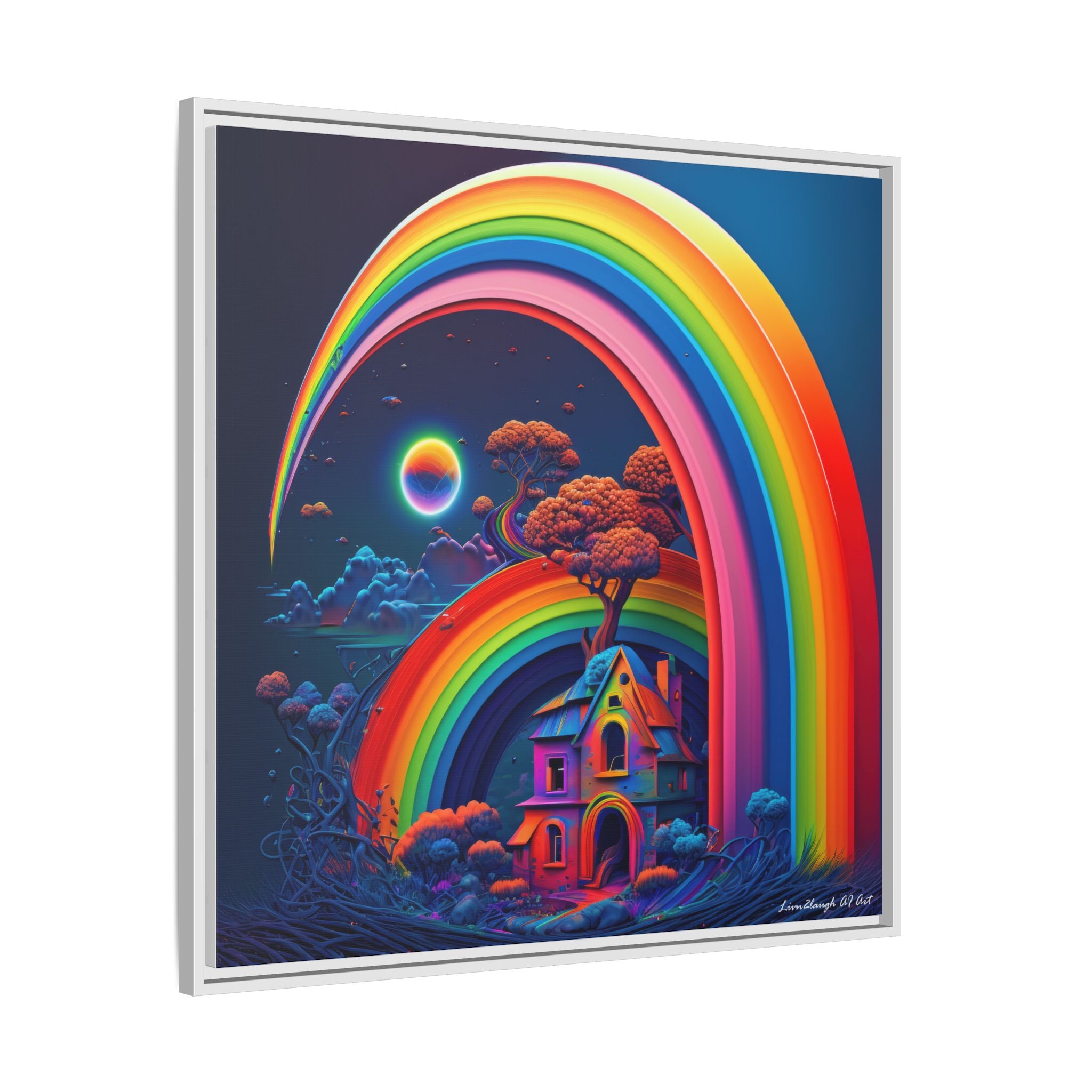 Home Beneath the Rainbow, Art Print — Colorful Modern Wall Canvas
