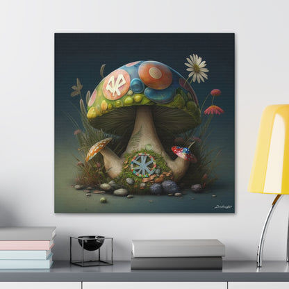 Beautiful Three Mushroom Colorful Uniquely Detailed 2 Canvas Gallery Wraps