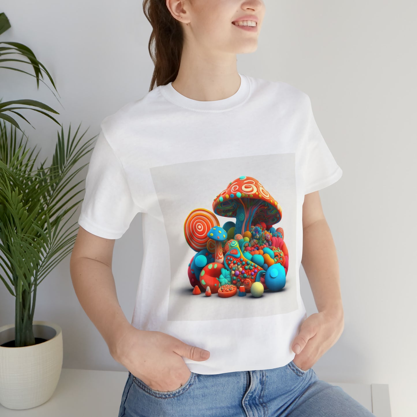 Hippie Mushroom Color Candy Style Design Style 1Unisex Jersey Short Sleeve Tee