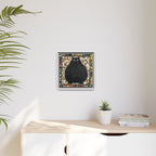 "Playful Black Cat Mosaic", Framed Mosaic Cat Art Print — Colorful Modern Wall Canvas