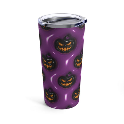 Black Halloween Pumpkins With Purple Background 3-D Puffy Halloween By Mulew Art Tumbler 20oz